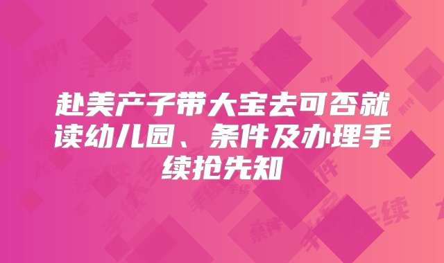 赴美产子带大宝去可否就读幼儿园、条件及办理手续抢先知