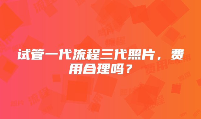 试管一代流程三代照片，费用合理吗？