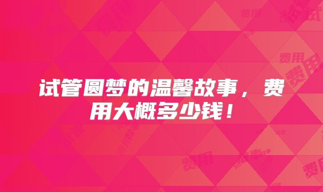 试管圆梦的温馨故事，费用大概多少钱！