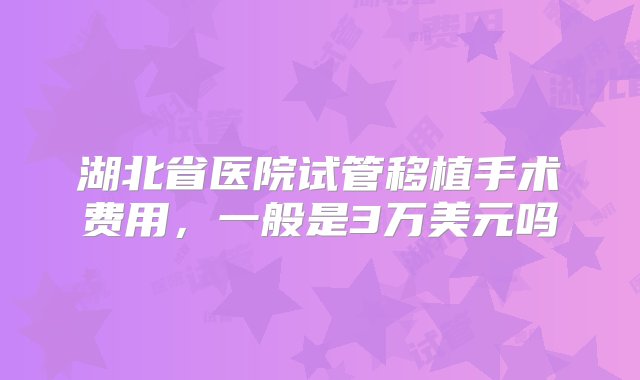 湖北省医院试管移植手术费用，一般是3万美元吗