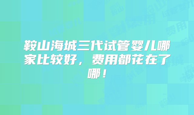 鞍山海城三代试管婴儿哪家比较好，费用都花在了哪！