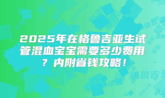 2025年在格鲁吉亚生试管混血宝宝需要多少费用？内附省钱攻略！