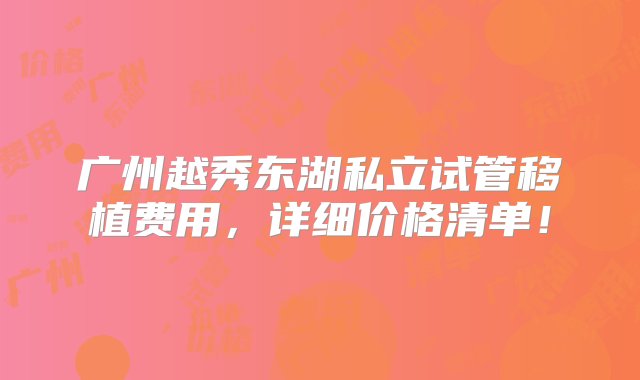 广州越秀东湖私立试管移植费用，详细价格清单！