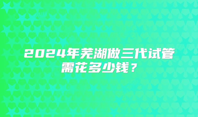 2024年芜湖做三代试管需花多少钱？