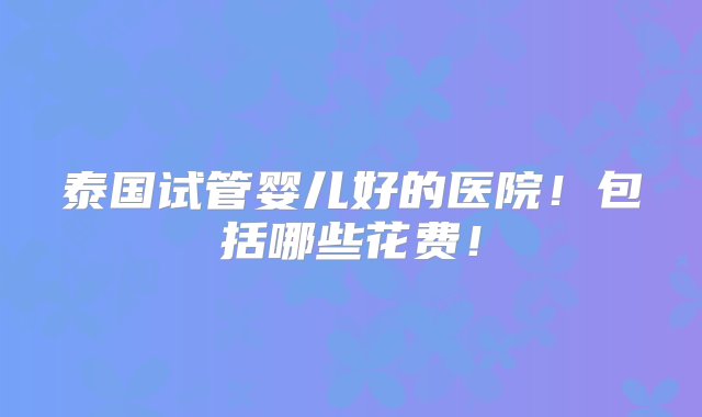 泰国试管婴儿好的医院！包括哪些花费！