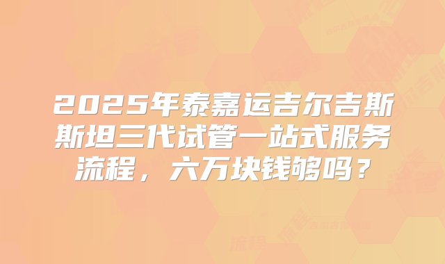 2025年泰嘉运吉尔吉斯斯坦三代试管一站式服务流程，六万块钱够吗？