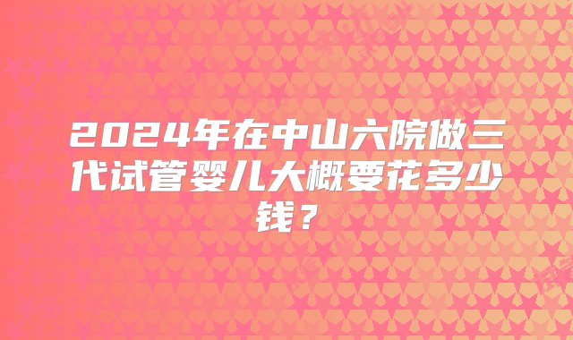 2024年在中山六院做三代试管婴儿大概要花多少钱？