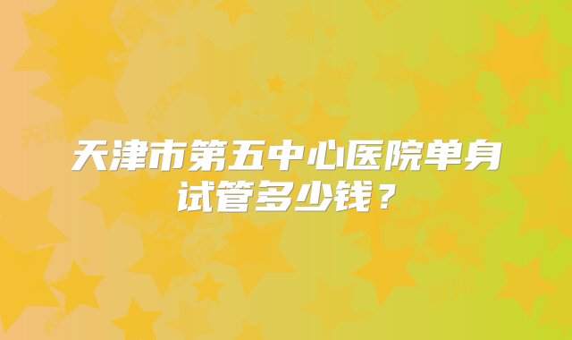 天津市第五中心医院单身试管多少钱？