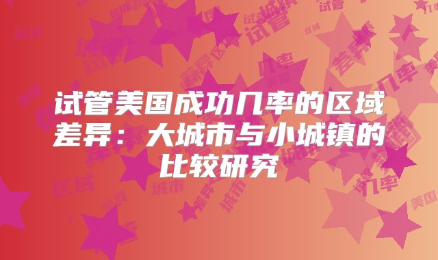 试管美国成功几率的区域差异：大城市与小城镇的比较研究