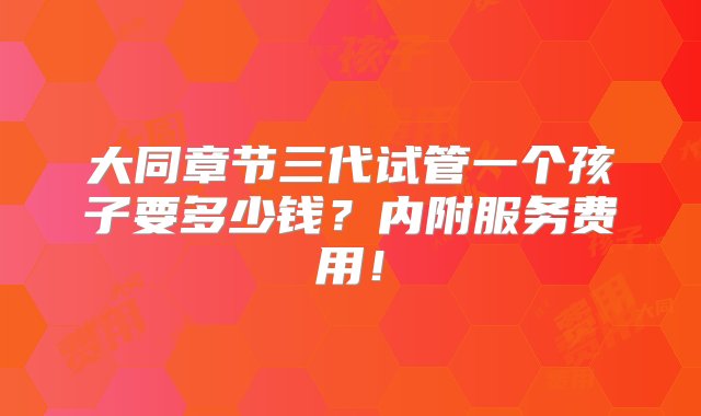 大同章节三代试管一个孩子要多少钱？内附服务费用！