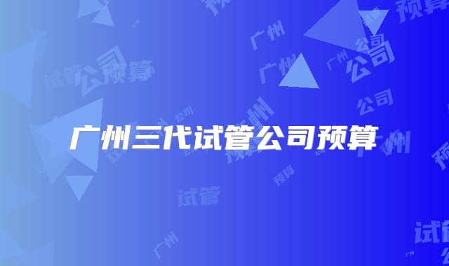 广州三代试管公司预算