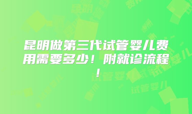 昆明做第三代试管婴儿费用需要多少！附就诊流程！