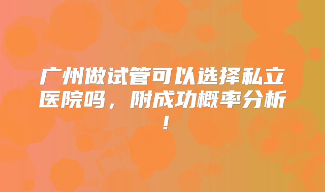 广州做试管可以选择私立医院吗，附成功概率分析！