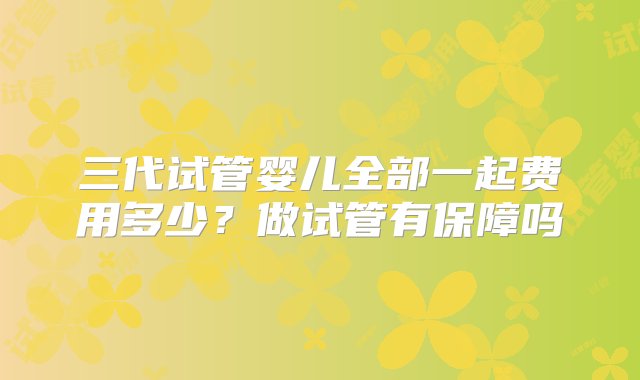 三代试管婴儿全部一起费用多少？做试管有保障吗