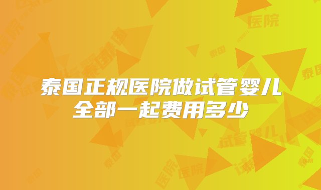 泰国正规医院做试管婴儿全部一起费用多少