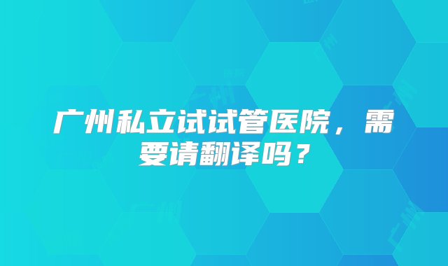 广州私立试试管医院，需要请翻译吗？