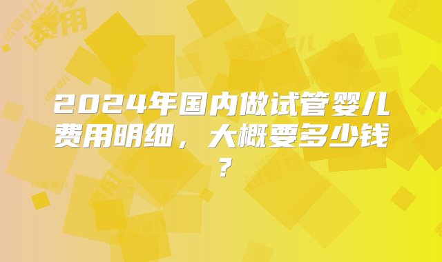 2024年国内做试管婴儿费用明细，大概要多少钱？