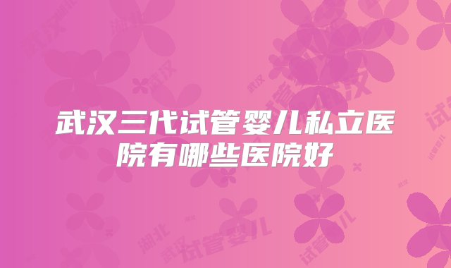 武汉三代试管婴儿私立医院有哪些医院好