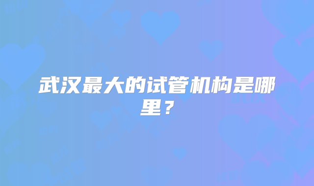 武汉最大的试管机构是哪里？