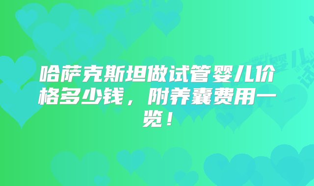 哈萨克斯坦做试管婴儿价格多少钱，附养囊费用一览！