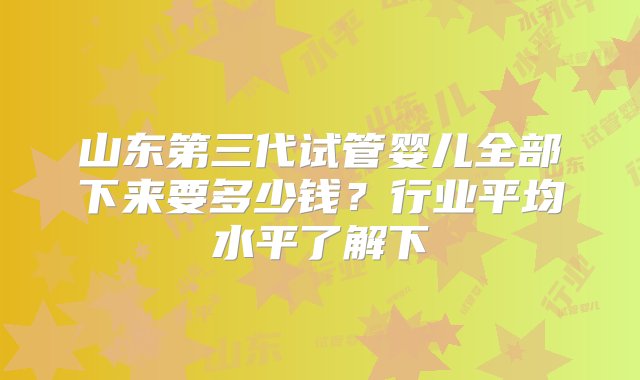 山东第三代试管婴儿全部下来要多少钱？行业平均水平了解下