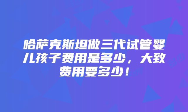 哈萨克斯坦做三代试管婴儿孩子费用是多少，大致费用要多少！