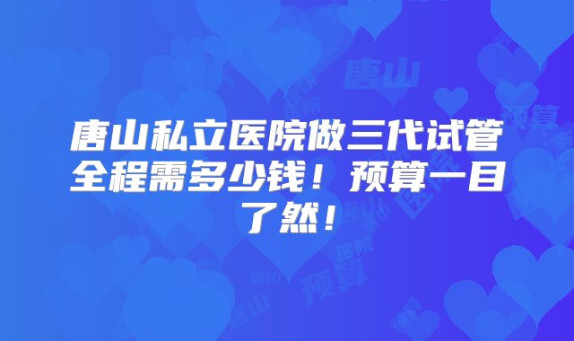 唐山私立医院做三代试管全程需多少钱！预算一目了然！