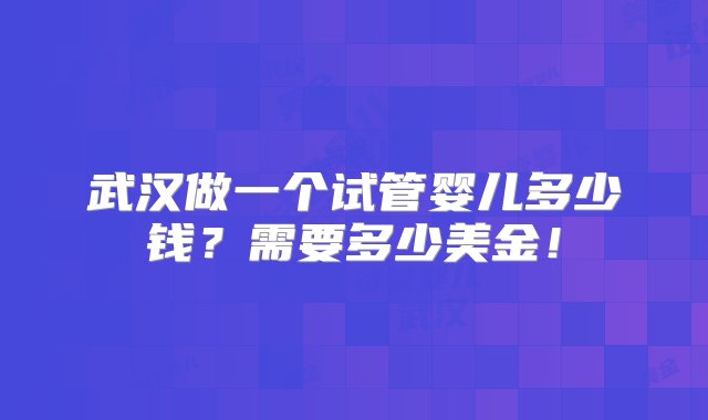 武汉做一个试管婴儿多少钱？需要多少美金！