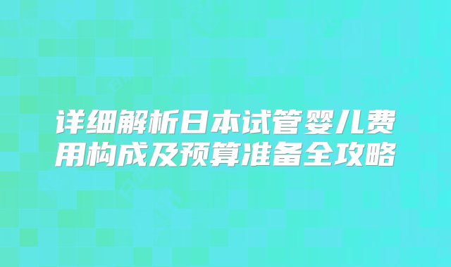 详细解析日本试管婴儿费用构成及预算准备全攻略