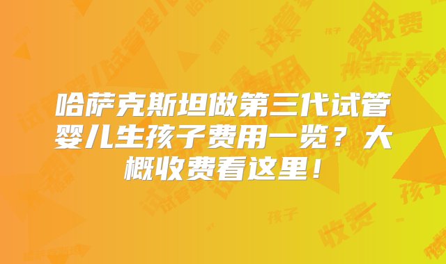 哈萨克斯坦做第三代试管婴儿生孩子费用一览？大概收费看这里！