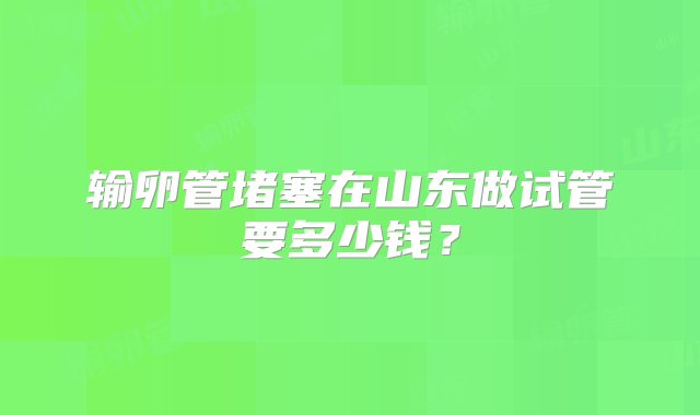 输卵管堵塞在山东做试管要多少钱？