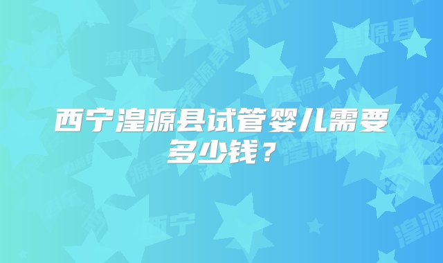 西宁湟源县试管婴儿需要多少钱？