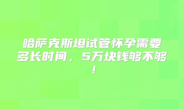 哈萨克斯坦试管怀孕需要多长时间，5万块钱够不够！