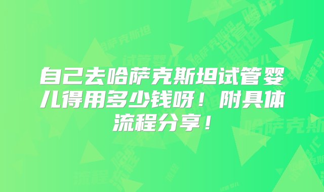 自己去哈萨克斯坦试管婴儿得用多少钱呀！附具体流程分享！